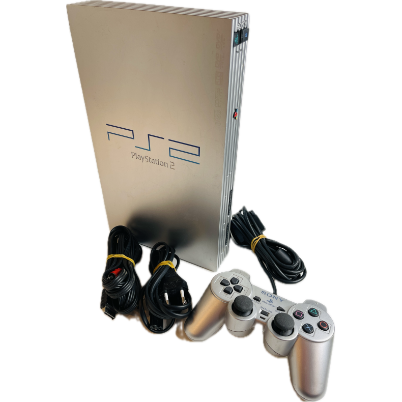 Playstation 2 Konsol Model: SCPH-50004 (S�lv) Med (1 stk. PS2 Controller) (N�dvendige Kabler) (PS2)