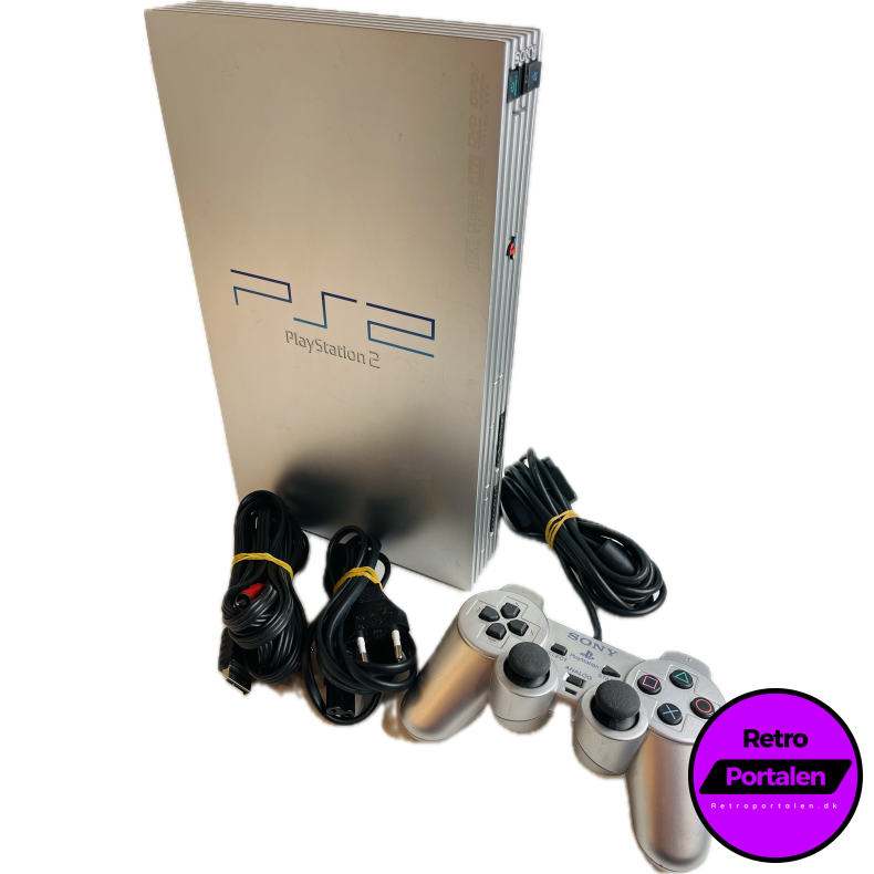 Playstation 2 Konsol Model: SCPH-50004 (S�lv) Med (1 stk. PS2 Controller) (N�dvendige Kabler) (PS2)