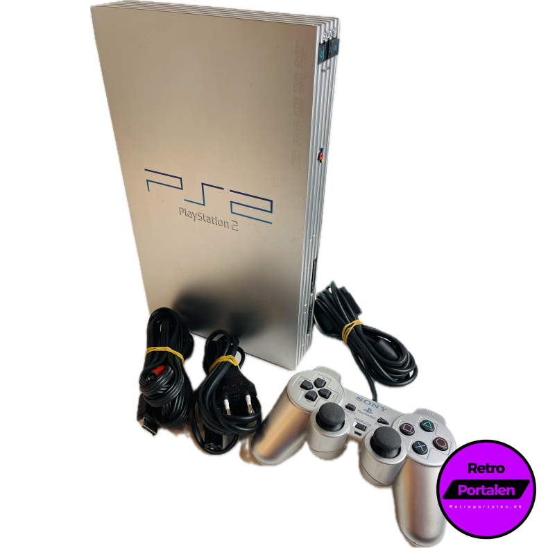 Playstation 2 Konsol Model: SCPH-50004 (Slv) Med (1 stk. PS2 Controller) (Ndvendige Kabler) (PS2)