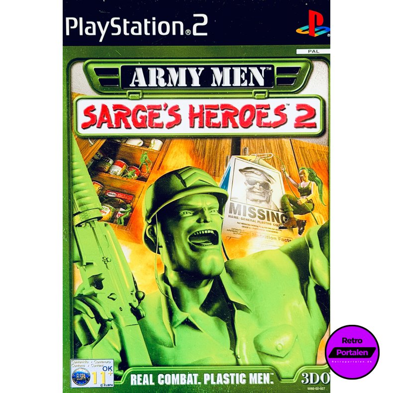 Army Men - Sarge�s Heroes 2 (Riv I Ryggen P� Papir Cover - PS2)