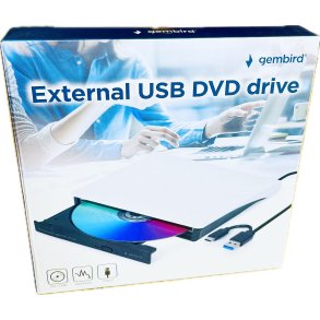 Gembird DVD-USB-031-BW Ekstern Diskdrev(Kr�ver PC-Info I Beskrivelse)(Sort/Hvid)(8716309136150)(NY)