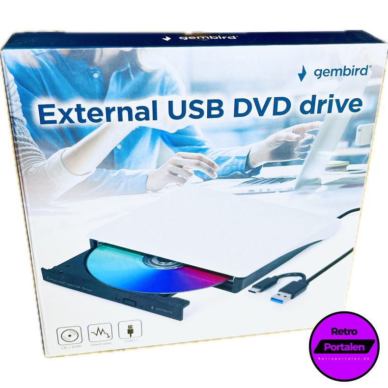 Gembird DVD-USB-031-BW Ekstern Diskdrev(Kr�ver PC-Info I Beskrivelse)(Sort/Hvid)(8716309136150)(NY)