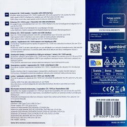 Gembird DVD-USB-031-BW Ekstern Diskdrev(Kr�ver PC-Info I Beskrivelse)(Sort/Hvid)(8716309136150)(NY)