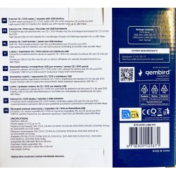 Gembird - Ekstern Disk Drev USB 2.0 (Kr�ver PC - Info I Beskrivelse) (8716309125871) (NY)