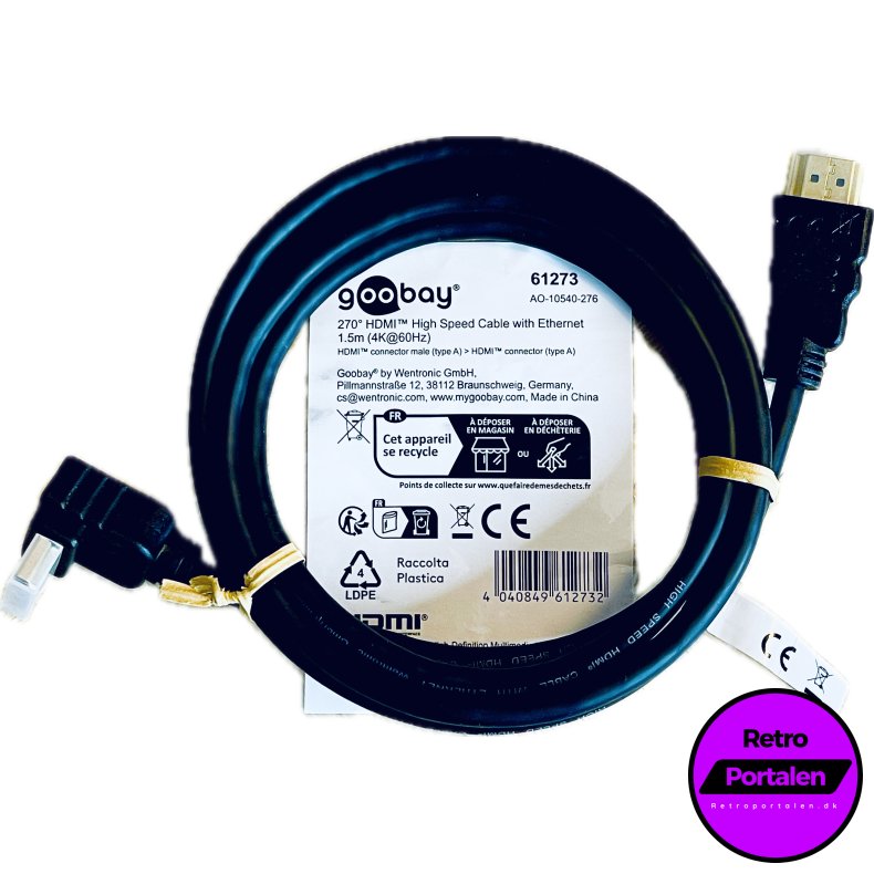 Goobay High Speed HDMI Cable Type A (270 Grader Vinklet) (1,5 meter) (4K 60Hz) (4040849612732) (NY)