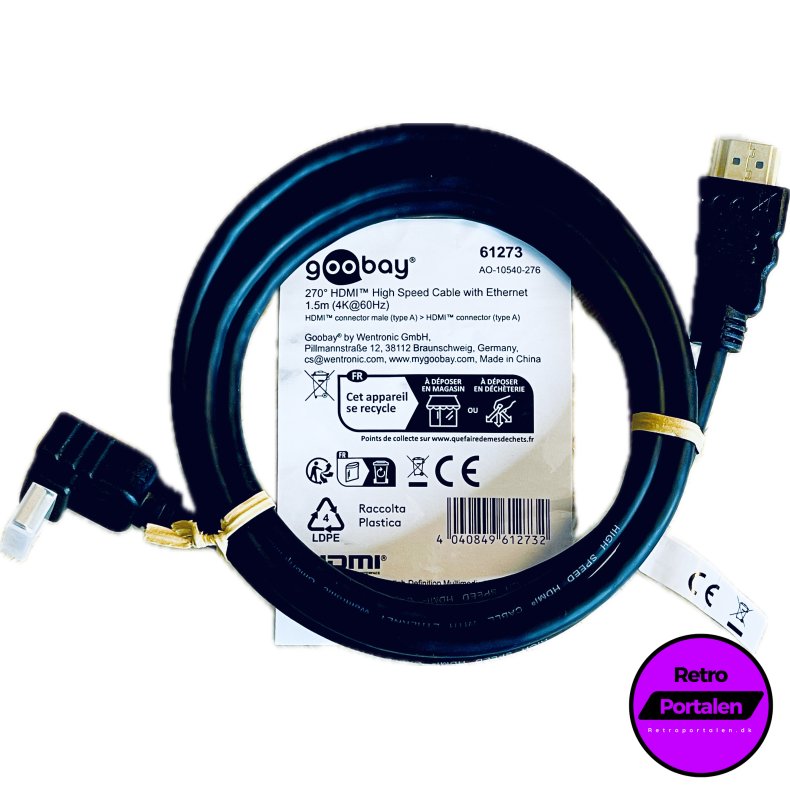 Goobay High Speed HDMI Cable Type A (270 Grader Vinklet) (1,5 meter) (4K 60Hz) (4040849612732)