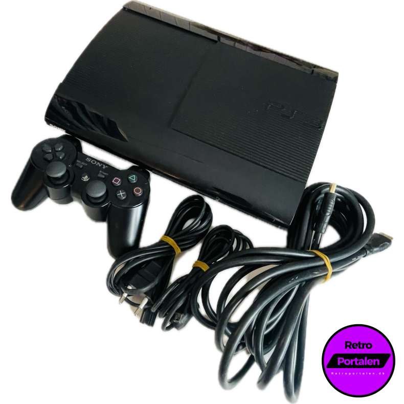 Sony Playstation 3 Konsol 500 GB Super Slim (Sort) (CECH-4004C) (Serial: 03-27445840-5864324) (PS3)