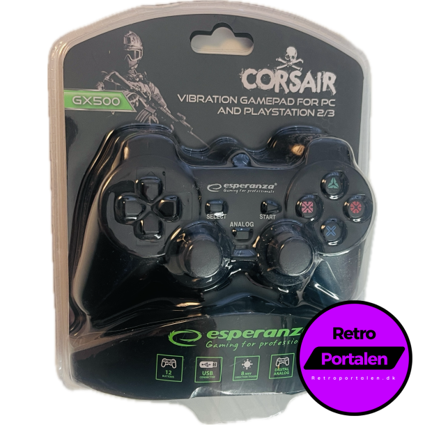 Esperanza Corsair Controller GX500 - Sort (PS3) (PS2) (PC) (NY) (5905784769448)