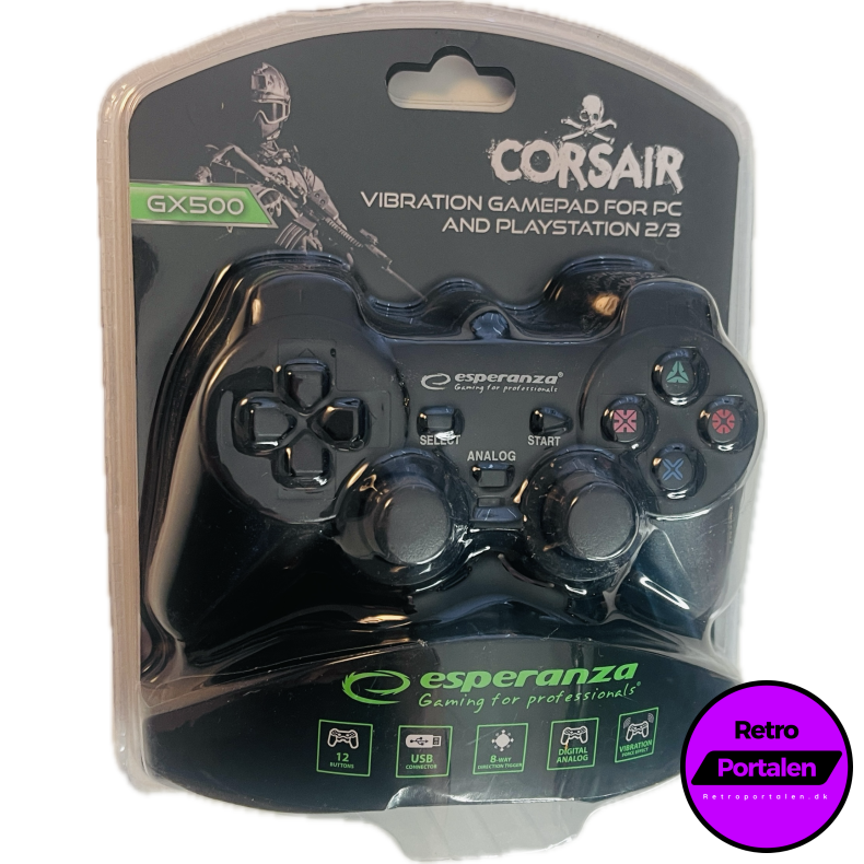 Esperanza Corsair Controller GX500 - Sort (PS3) (PS2) (PC) (NY) (5905784769448)