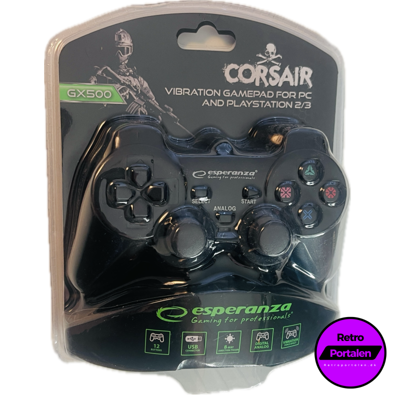 Esperanza Corsair Controller GX500 - Sort (PS3) (PS2) (PC) (NY) (5905784769448)