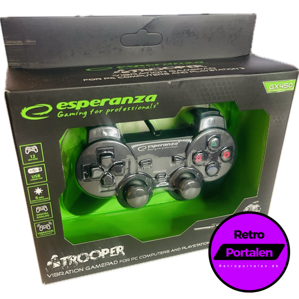 Esperanza Trooper Controller GX450 - Sort (PS3) (PC) (NY) (5901299947159)