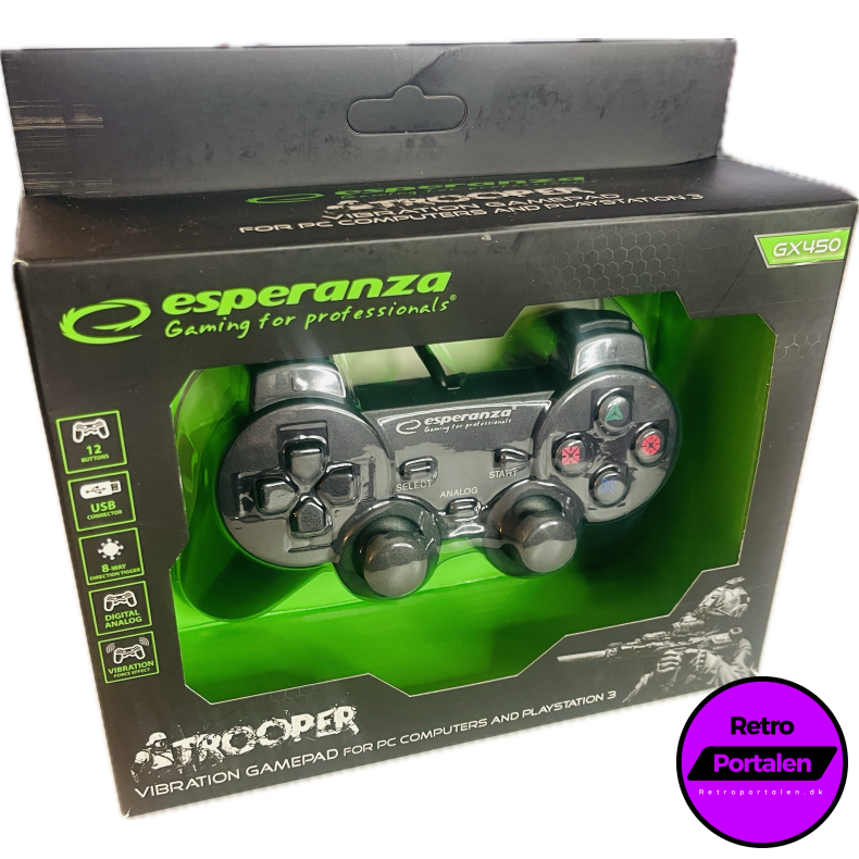 Esperanza Trooper Controller GX450 - Sort (PS3) (PC) (NY) (5901299947159)