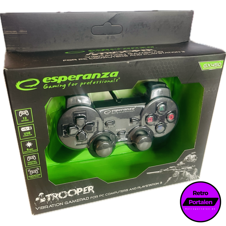Esperanza Trooper Controller GX450 - Sort (PS3) (PC) (NY) (5901299947159)