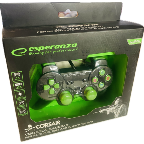 Esperanza Corsair Controller GX500 - Sort/Grn (PS2) (PS3) (PC) (NY) (5901299947098)