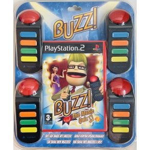 Buzz!: The Music Quiz St (NY) (Med Spil Samt 4 Styk Buzzers) (PS2)