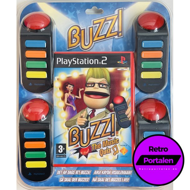 Buzz!: The Music Quiz St (NY) (Med Spil Samt 4 Styk Buzzers) (PS2)