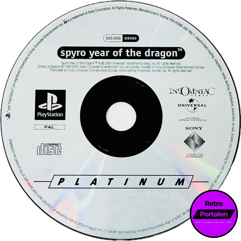 Spyro Year Of The Dragon (L�s Spil) (Platinum) (PS1)