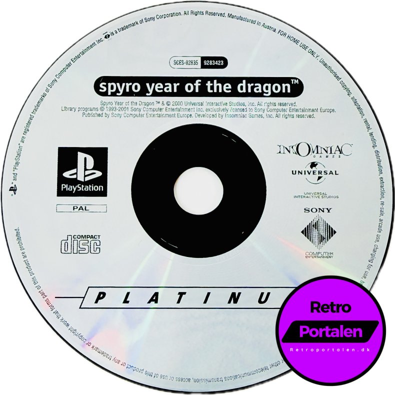 Spyro Year Of The Dragon (L�s Spil) (Platinum) (PS1)