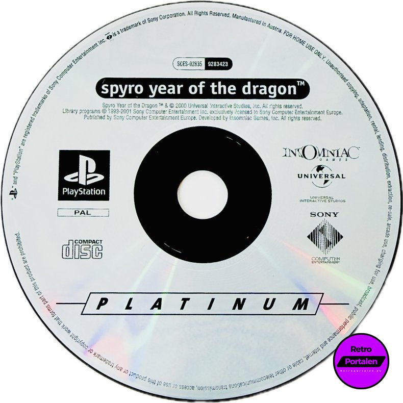 Spyro Year Of The Dragon (L�s Spil) (Platinum) (PS1)