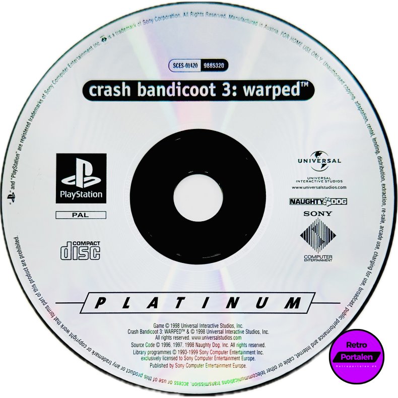 Crash Bandicoot 3: Warped (L�s Spil) (Platinum) (PS1) 