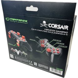 Esperanza Corsair Controller GX500 - Sort/Rd (PS2) (PS3) (PC) (NY) (5901299947111)