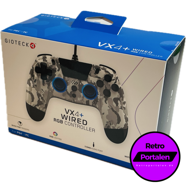 Gioteck PS4 VX4 + Wired Controller With Audio Jack Led - White (NY) (0812313015226)