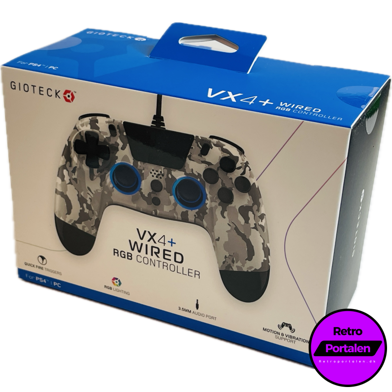 Gioteck PS4 VX4 + Wired Controller With Audio Jack Led - White (NY) (0812313015226)