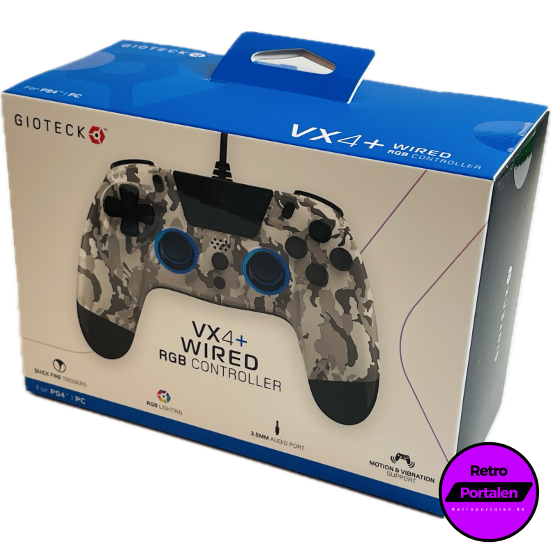 Gioteck PS4 VX4 + Wired Controller With Audio Jack Led - White (NY) (0812313015226)