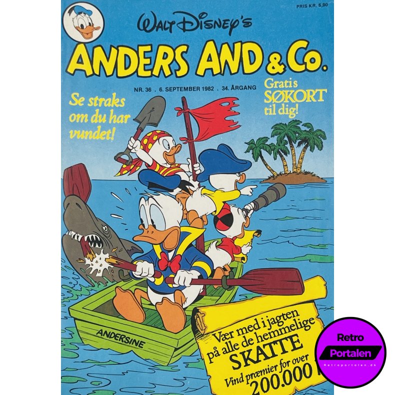 Anders And 1982 Nr. 36 m. 3 Stk. Indlg
