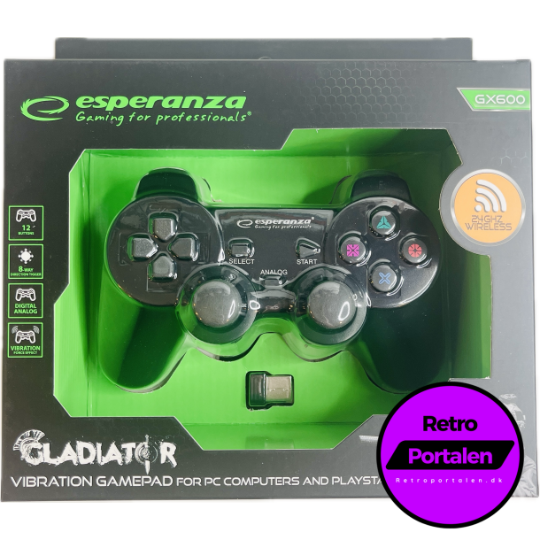 Esperanza Gladiator Controller GX600 - Sort (PS3) (PC) (NY) (Trdls) (5901299947234)