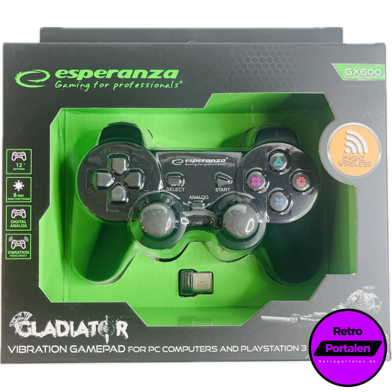 Esperanza Gladiator Controller GX600 - Sort (PS3) (PC) (NY) (Tr�dl�s) (5901299947234)