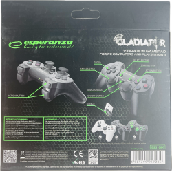 Esperanza Gladiator Controller GX600 - Sort (PS3) (PC) (NY) (Trdls) (5901299947234)