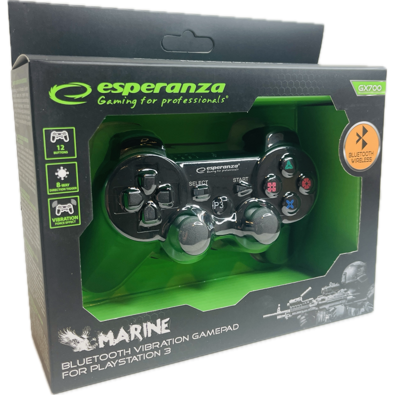 Esperanza Marine Controller GX700 Bluetooth - Sort (PS3) (NY) (Tr�dl�s) (5901299947296)