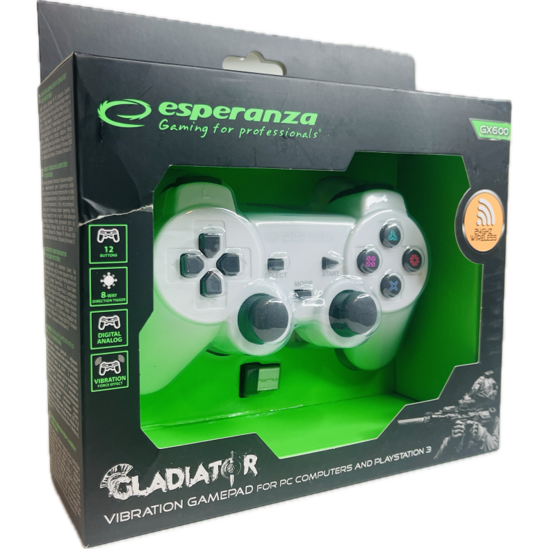 Esperanza Gladiator Controller GX600 - Hvid (PS3) (PC) (NY) (Tr�dl�s) (5901299947272)