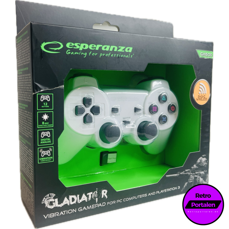Esperanza Gladiator Controller GX600 - Hvid (PS3) (PC) (NY) (Trdls) (5901299947272)