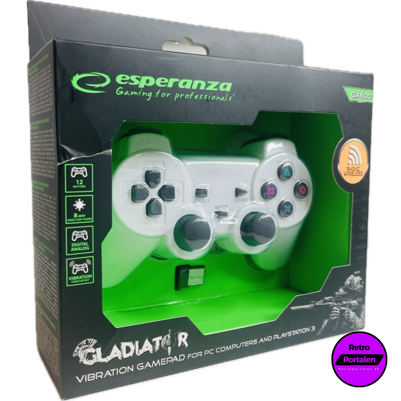 Esperanza Gladiator Controller GX600 - Hvid (PS3) (PC) (NY) (Tr�dl�s) (5901299947272)