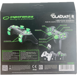 Esperanza Gladiator Controller GX600 - Sort/Grn (PS3) (PC) (NY) (Trdls) (5901299947258)