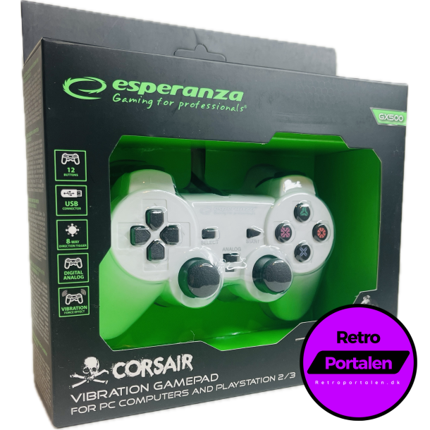 Esperanza Corsair Controller GX500 - Hvid (PS2) (PS3) (PC) (NY) (5901299947135)