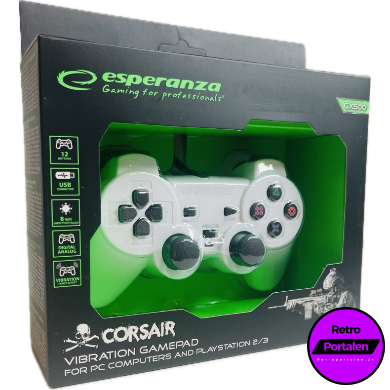 Esperanza Corsair Controller GX500 - Hvid (PS2) (PS3) (PC) (NY) (5901299947135)