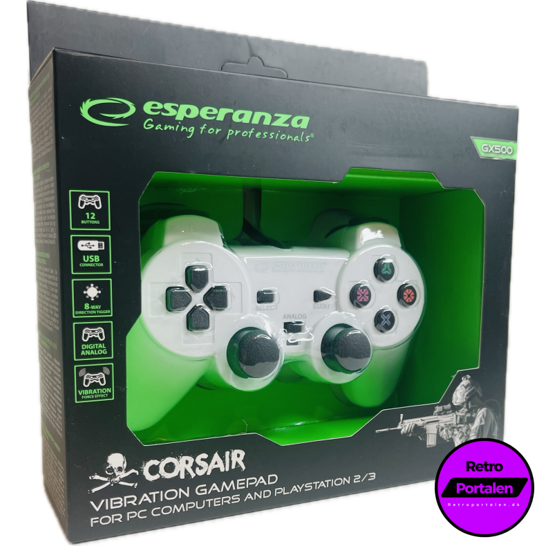 Esperanza Corsair Controller GX500 - Hvid (PS2) (PS3) (PC) (NY) (5901299947135)