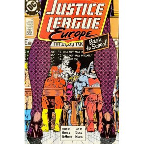 Justice League Europe Nr. 6 1989 (Engelsk - DC Comics Tegneserie Med Lille Riv P� Forside)