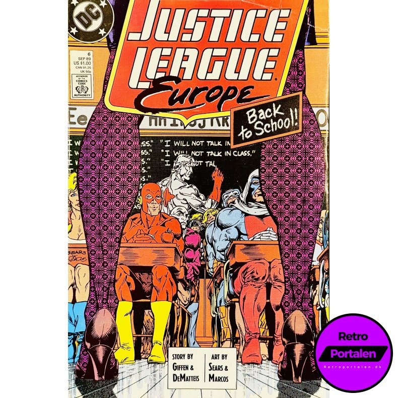Justice League Europe Nr. 6 1989 (Engelsk - DC Comics Tegneserie Med Lille Riv P� Forside)