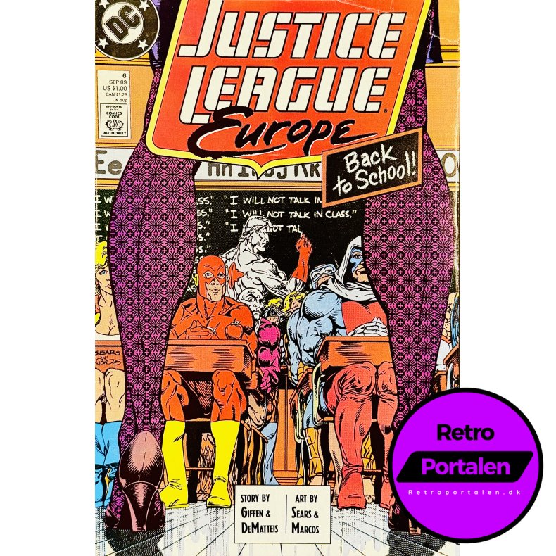 Justice League Europe Nr. 6 1989 (Engelsk - DC Comics Tegneserie Med Lille Riv P� Forside)