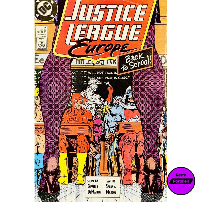 Justice League Europe Nr. 6 1989 (Engelsk - DC Comics Tegneserie Med Lille Riv P� Forside)